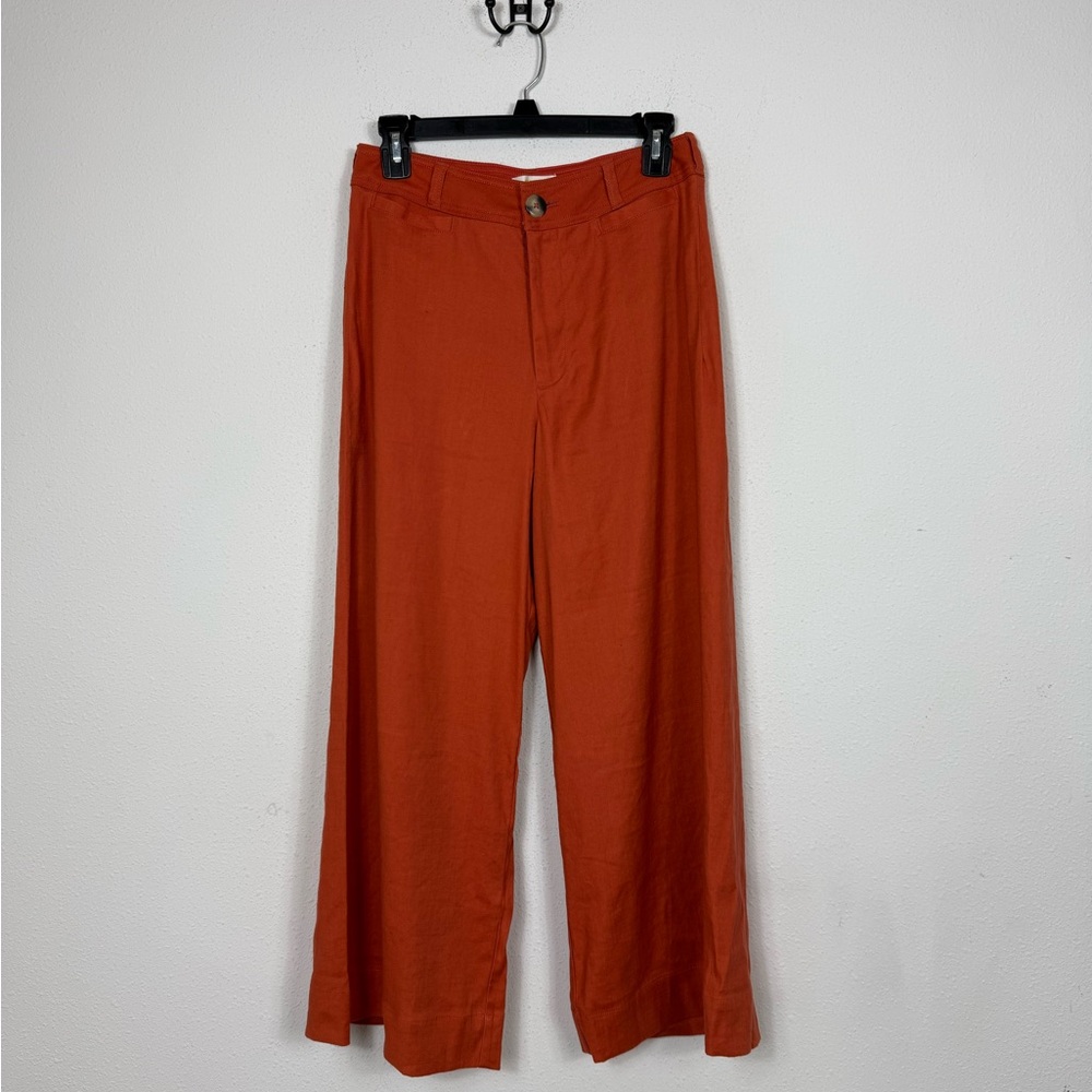 Anthropologie Orange Wide Leg Pants